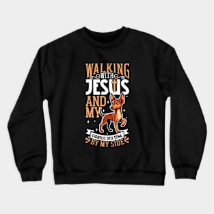 Jesus and dog - Cirneco dell'Etna Crewneck Sweatshirt